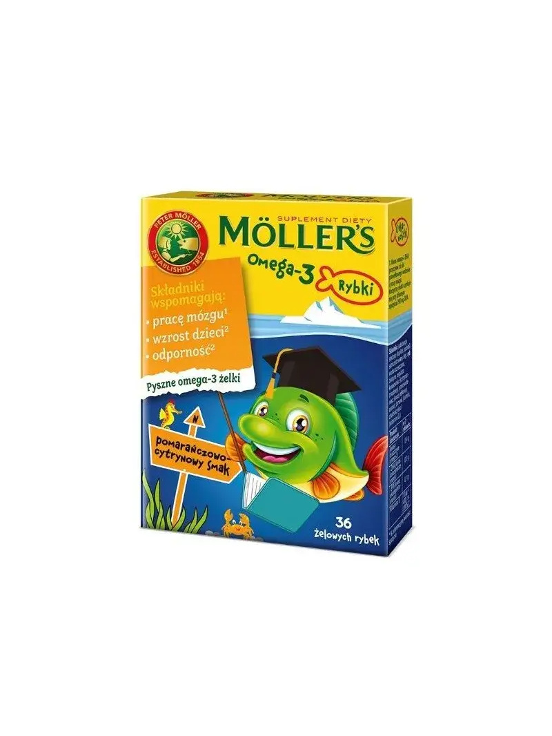 MOLLERS Omega-3 ryby (EPA, DHA pre deti) 36 pomarančovo-citrónových gumičiek