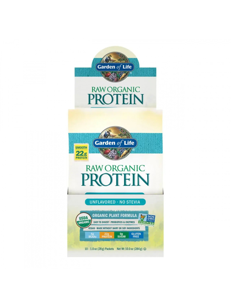 GARDEN OF LIFE RAW organický proteínový prášok (organické rastlinné zloženie) 10 vrecúšok bez chuti
