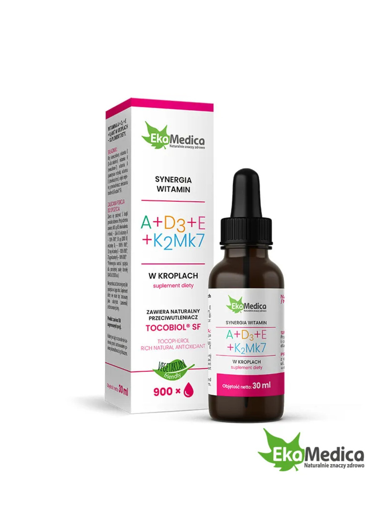 EKAMEDICA Vitamín A + D3 + E + K2Mk7 (Vitamínová synergia v kvapkách) 30 ml