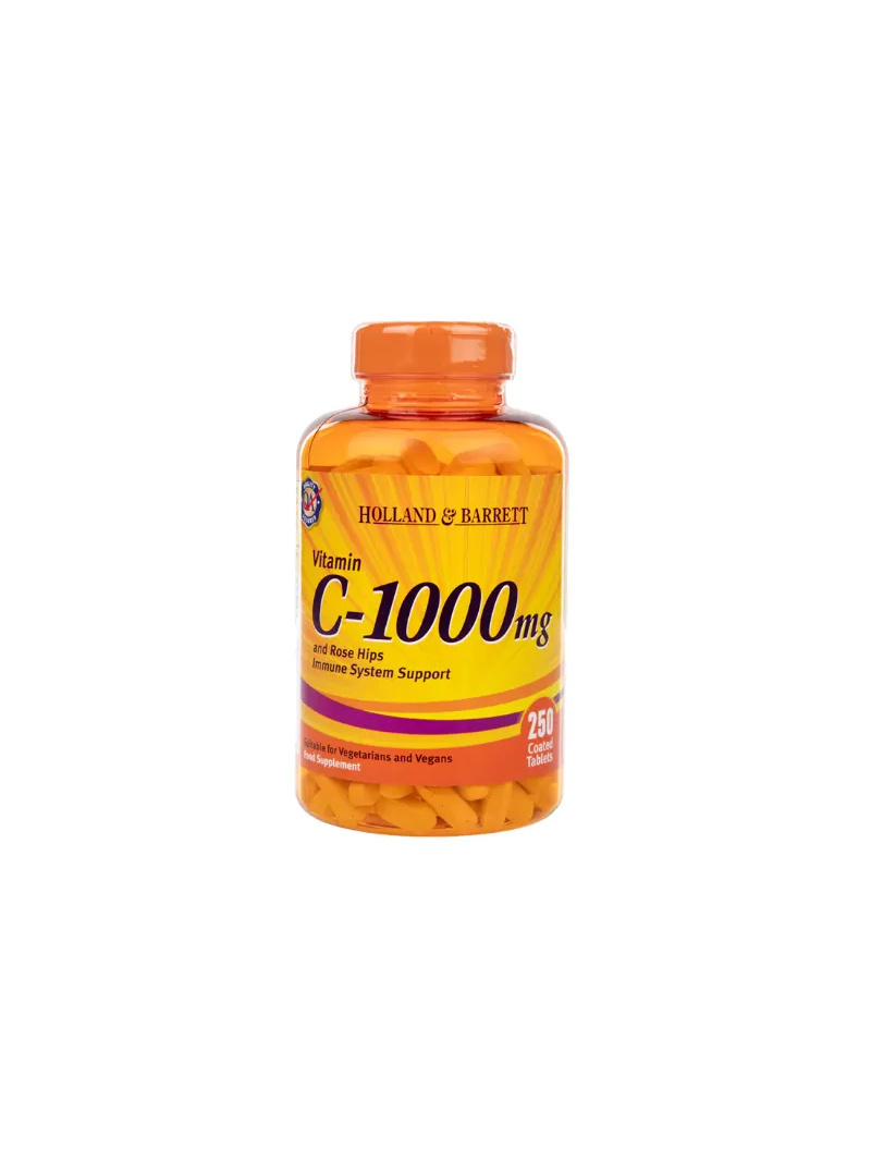 HOLLAND AND BARRETT C-1000 žuvací vitamín C so šípkami 250 tabliet