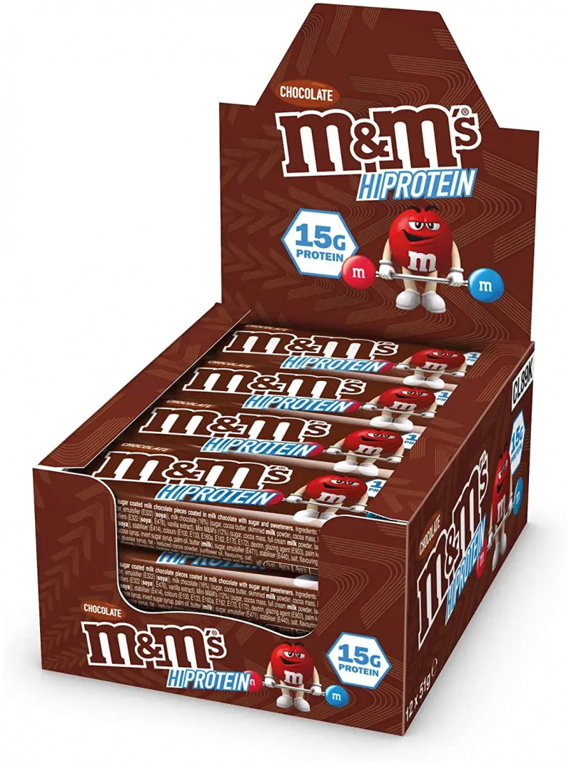 M&Ms Hi Proteínová tyčinka 12 x 51 g čokoláda