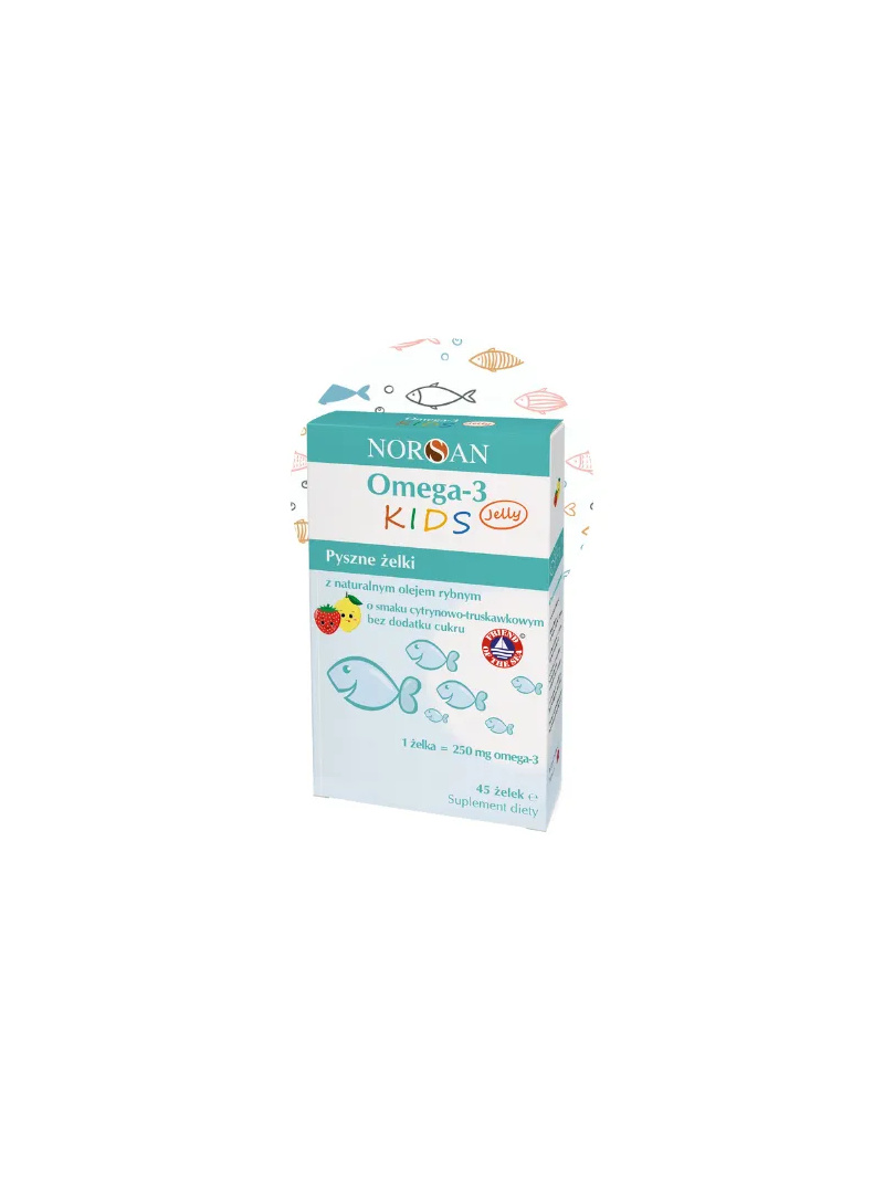 NORSAN Omega-3 Kids Jelly (Optimálny fyzický a duševný vývoj dieťaťa) 45 Citrónovo-Jahodové želé