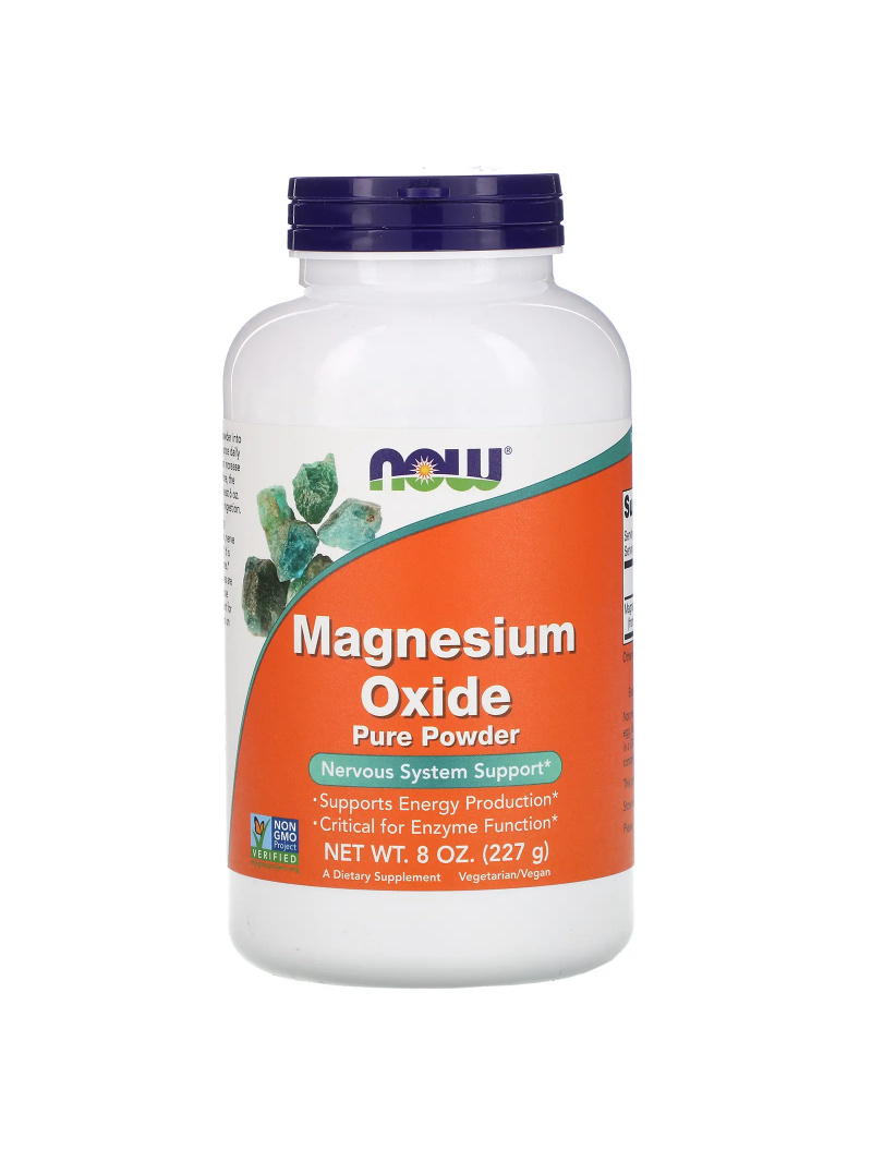 NOW FOODS práškový oxid horečnatý (prášok oxidu horečnatého) 227 g