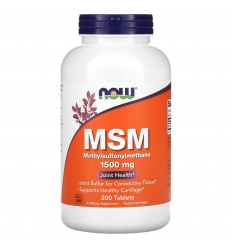 NOW FOODS MSM Metylsulfonylmetán 1500 mg (metylsulfonylmetán) 200 vegetariánskych tabliet