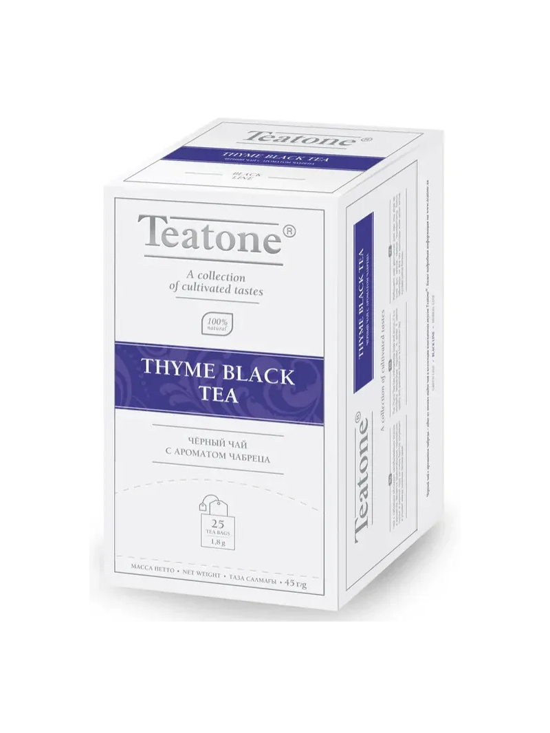 TEATONE Čierny čaj s tymianom (obálka) 25 vrecúšok