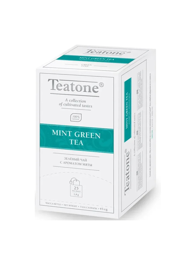 TEATONE Zelený čaj s mätou (obálka) 25 vrecúšok