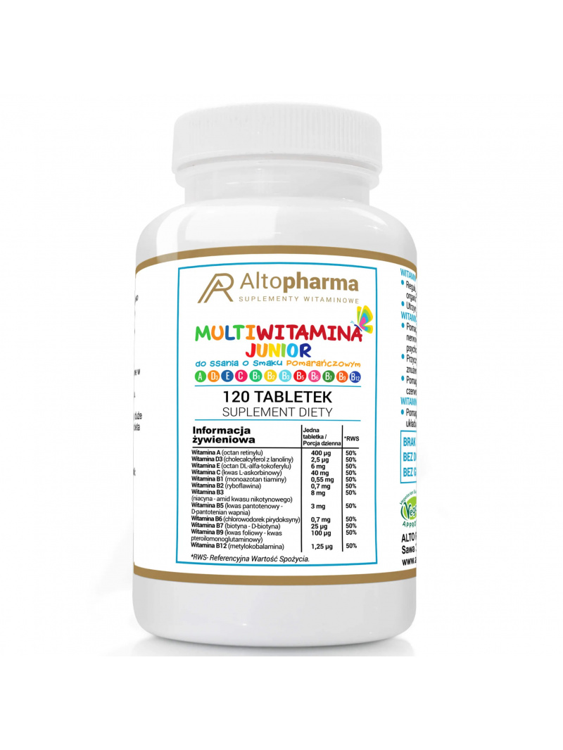 ALTO PHARMA Multivitamín JUNIOR Pre deti 120 pastiliek