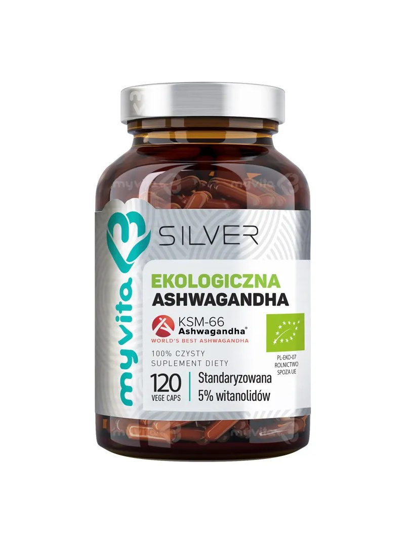 MYVITA Ashwagandha BIO KSM-66 Silver (Adaptogén, na stres) 120 vegánskych kapsúl