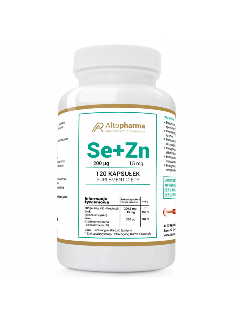 ALTO PHARMA Selén + Zinok + Prebiotikum (podpora imunity) 120 vegetariánskych kapsúl