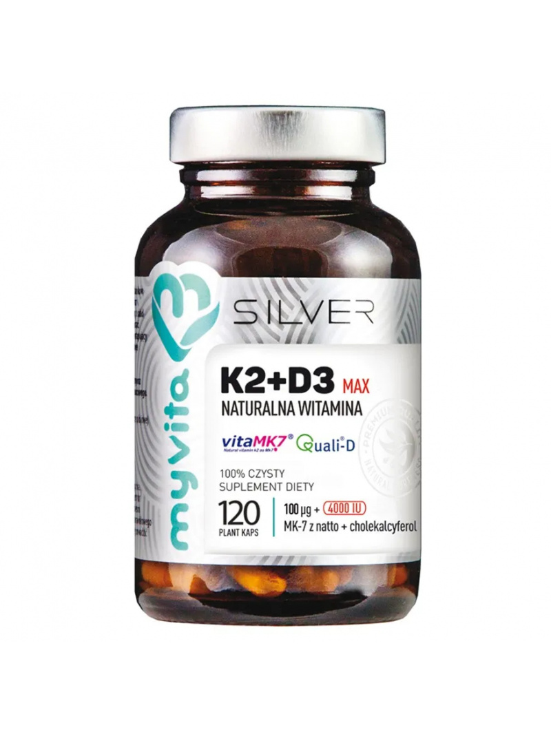 MYVITA Prírodný vitamín K2 MK-7 + D3 FORTE 120 kapsúl