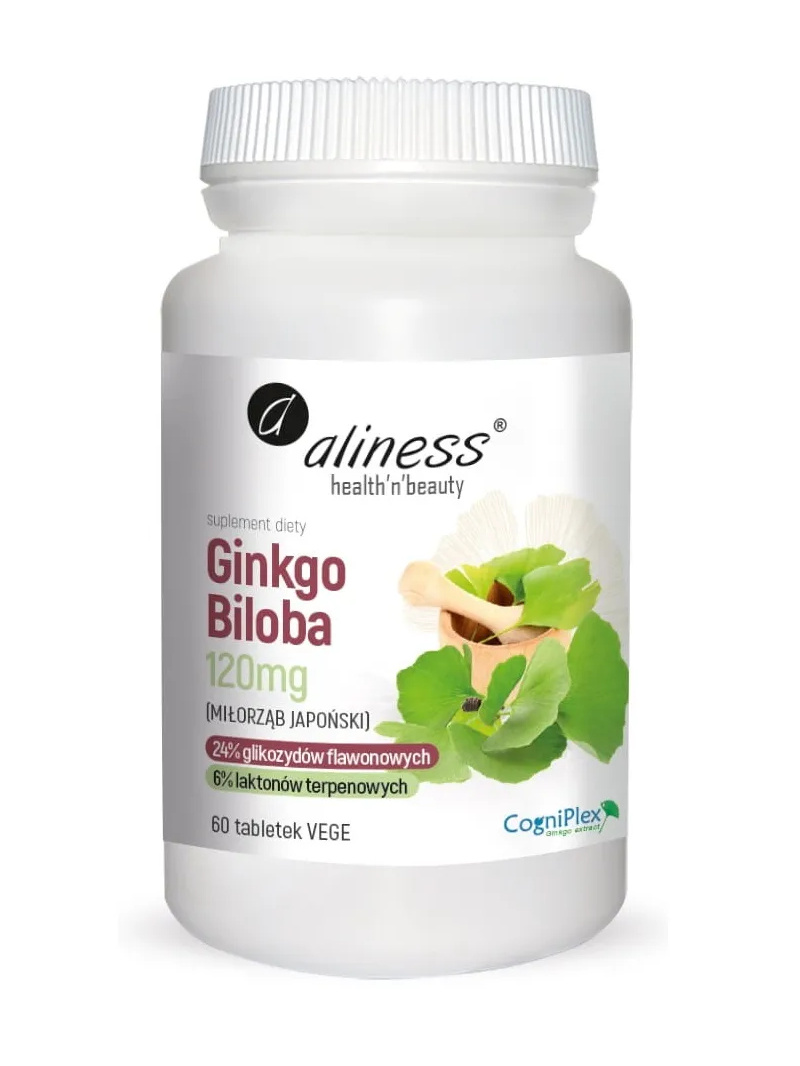 ALINES Ginkgo Biloba 120 mg (Ginkgo Biloba, myseľ, obeh) 60 vegetariánskych tabliet