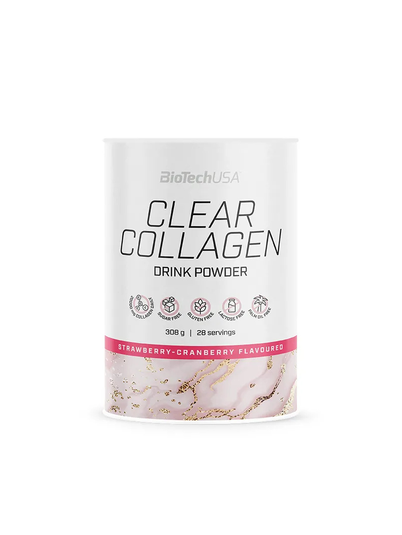 Biotech USA Clear Collagen (hydrolyzovaný kolagén) 308g jahoda-brusnica