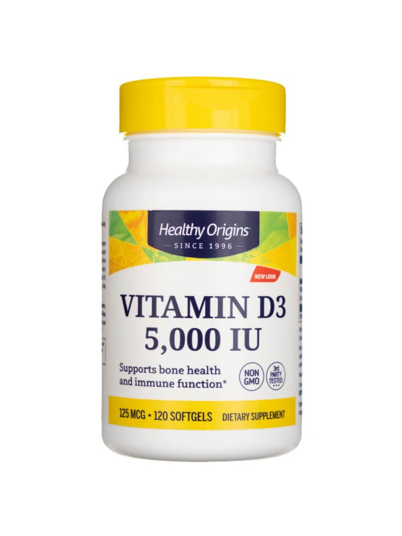 Healthy Origins Vitamín D3 5000 IU - 120 kapsúl