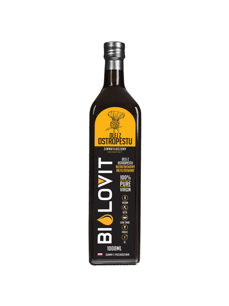 Bilovit Olej z ostropestreca mariánskeho lisovaný za studena - 1000 ml