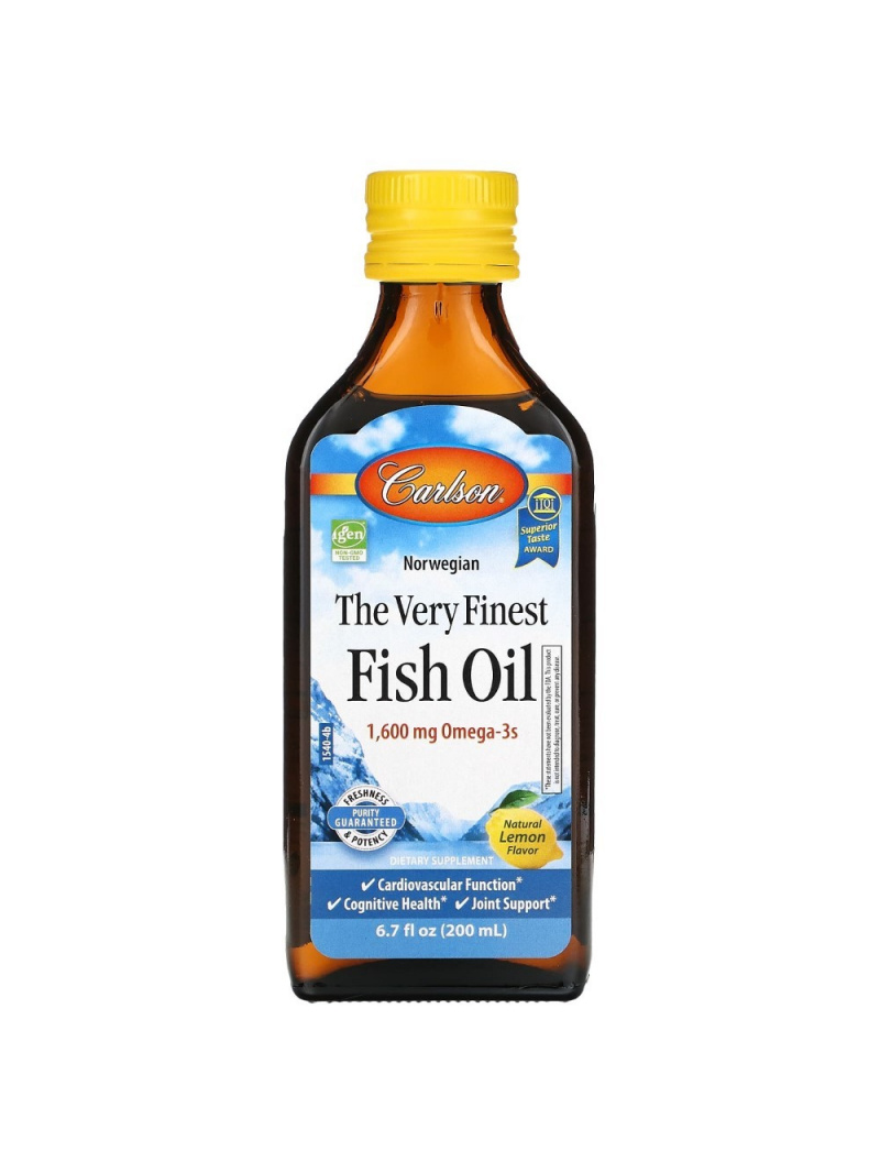 Carlson Labs Nórsky rybí olej, 1600 mg Omega-3, citrón - 200 ml