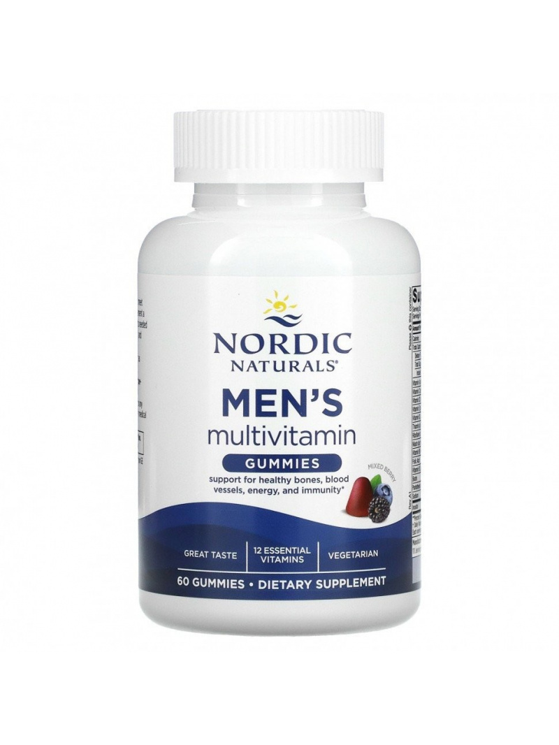 Nordic Naturals Multivitamín pre mužov, zmes bobúľ - 60 gumy