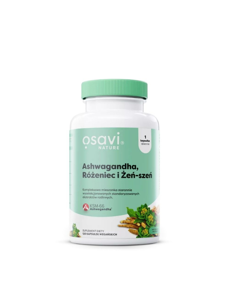 Osavi Ashwagandha KSM-66, Rhodiola a ženšen - 60 kapsúl