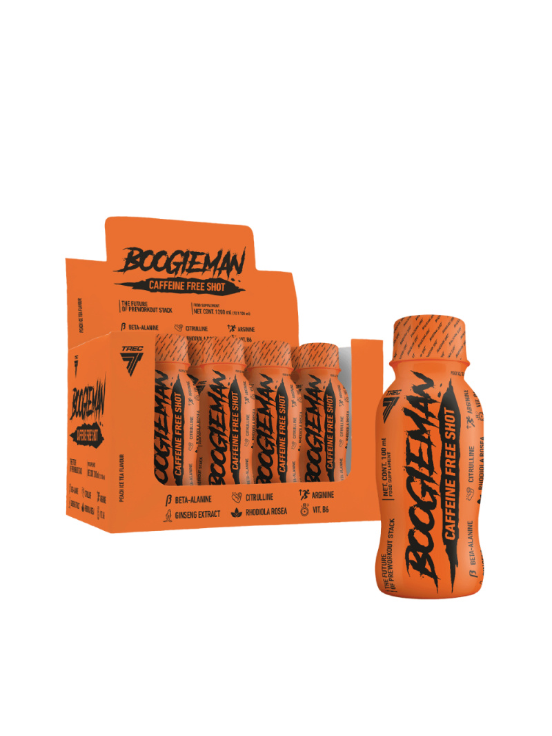 Trec Boogieman Caffeine Free Shot pred tréningom Ice Tea Peach - 12 kusov