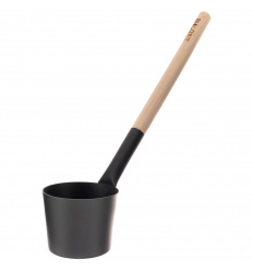 Bilovit - Čierna hliníková lyžica do sauny s brezovou rúčkou 42 cm